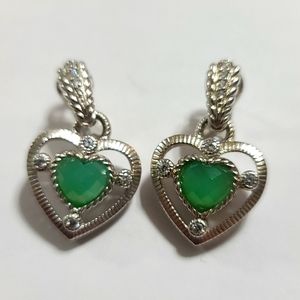 New - Judith Ripka Aventurine Heart Earrings